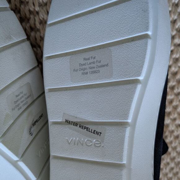 VINCE Warren Platform Boots Black Suede Leather Shearling Fur W Size 11M NWD - Picture 10 of 10